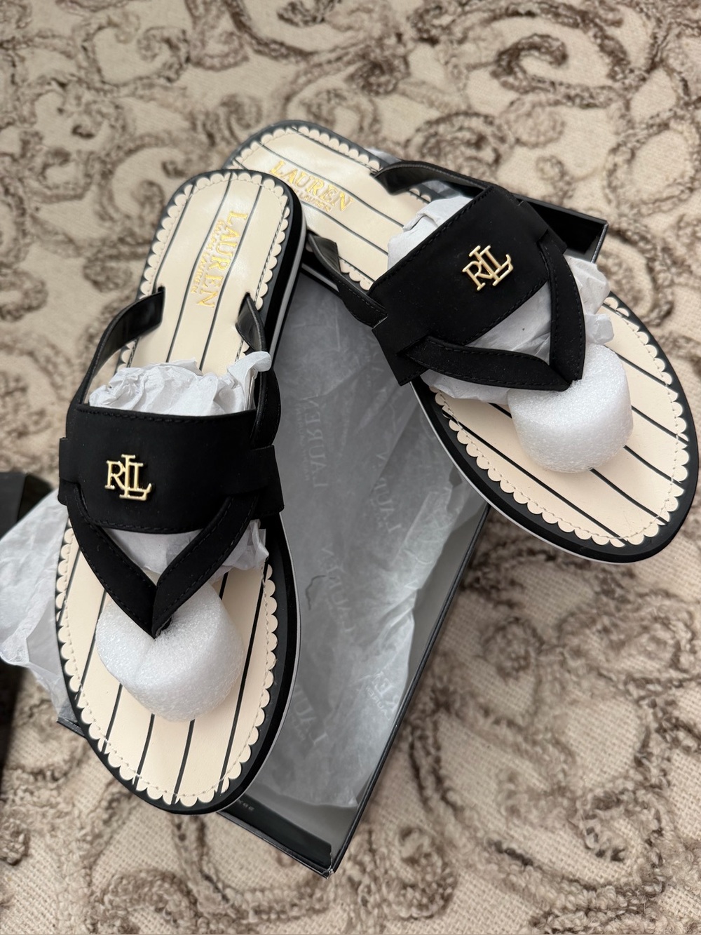 Lauren Ralph Lauren Black and White Women's Sandals